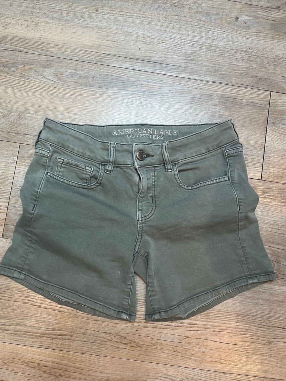 American Eagle Outfitters Olive Green Denim Shorts